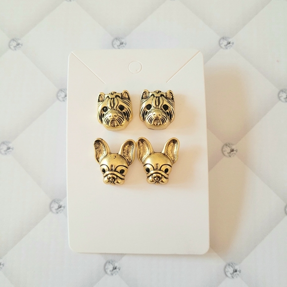 2/$20🌼 2 Pairs of Puppy Dog Earrings Studs NWOT - Picture 2 of 4